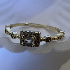 925 S Silver Ring ,14k Gold PL with Rectangular Clear CZ and Round Accent Stones