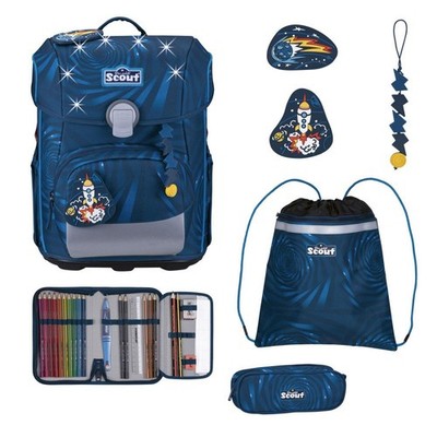 Scout Schulranzen NEO LED Rocket Rider, 4-teiliges Set, Der Allrounder