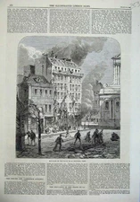 Old Antique Print 1869 Explosion Place De La Sorbonne Paris France Street 19th