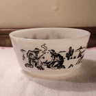 Vintage 1950s Hazel Atlas Milk Glass Cowboy Western Children's Cereal Bowl