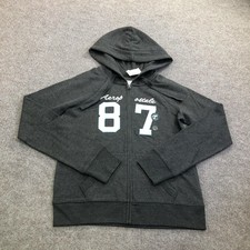 Aeropostale Hoodie Teens Small Gray Aero Impact 87 Graphic Fleece Full Zip
