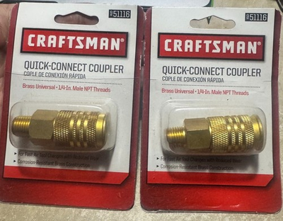#ad #ad Craftsman 1 4 Inch QUICK CONNECT Brass Male Coupler LOT OF TWO $15.00