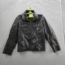 Columbia Men Jacket XL Black Faux Leather Bomber