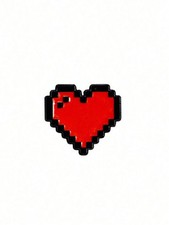 Pixel Heart Zinc Alloy Brooch Pin Red Casual Fashion Accessory One Size