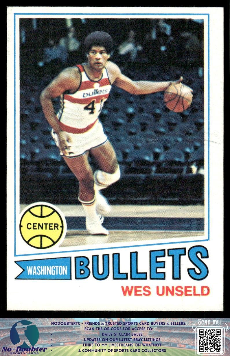 1977-78 Topps #75 Wes Unseld White Backs Washington Bullets 77.TB