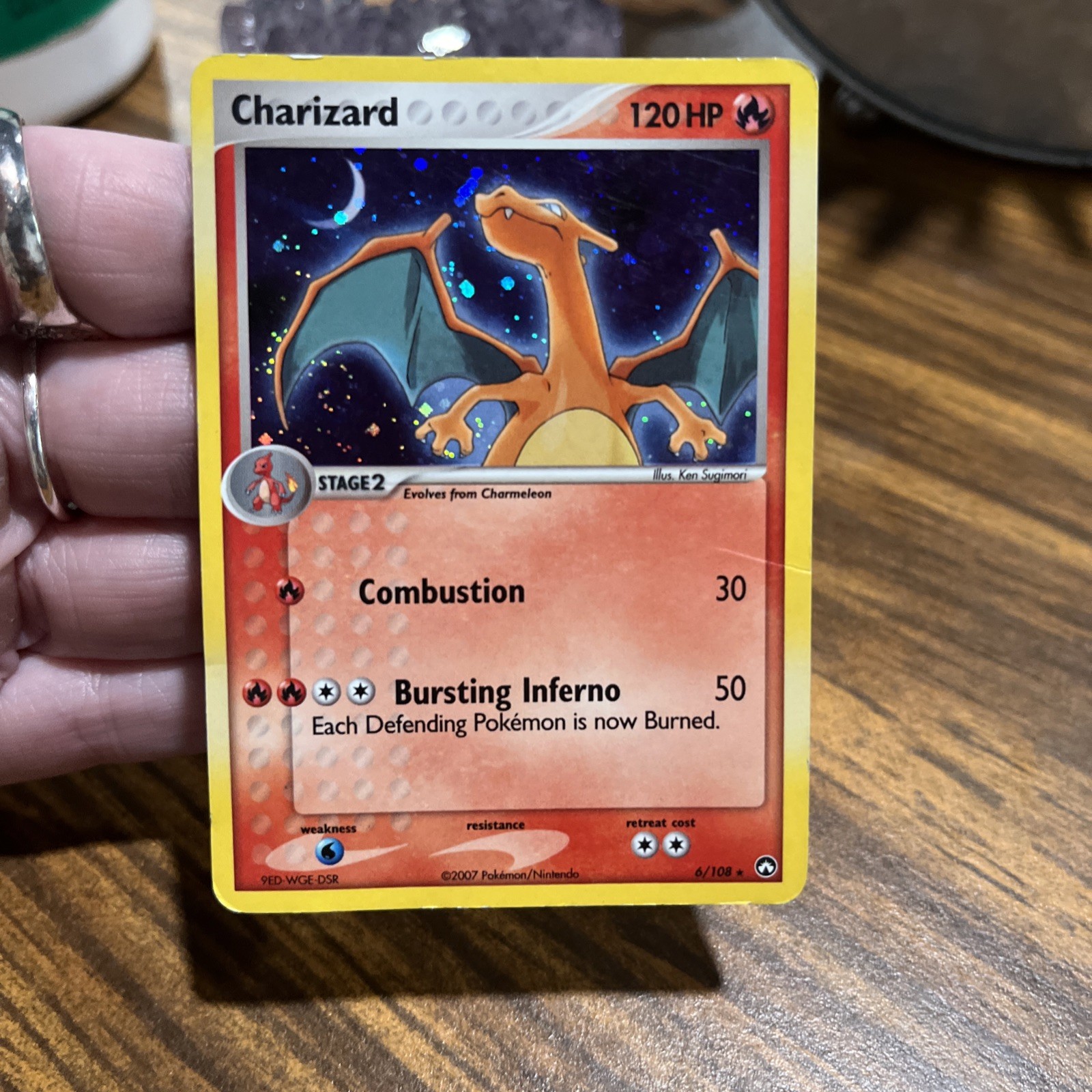 2007 POKEMON EX POWER KEEPERS #6/108 CHARIZARD Holo Rare Played With Crease