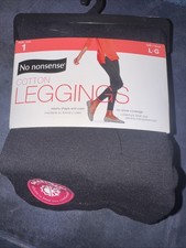 No Nonsense Leggings Cotton Size Large Black All Day Comfort No Show Coverage