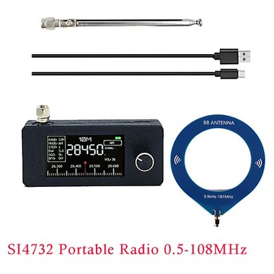 SI4732 Portable Radio 0.5-108MHz USB AM FM Mini Pocket Radio 1.9'' Display HOT
