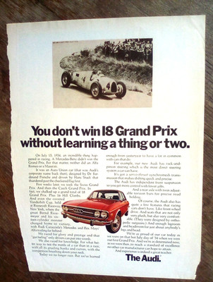 1973 Audi Print Ad 18 Grand Prix Wins