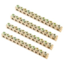4 PCS Terminal Ground Bar Kit 12 Position Electrical Wire Screw Brass Bars