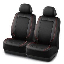 Car Seat Cover, Pinping Leather and Mesh Seat Cover for Cars, Front Red Front