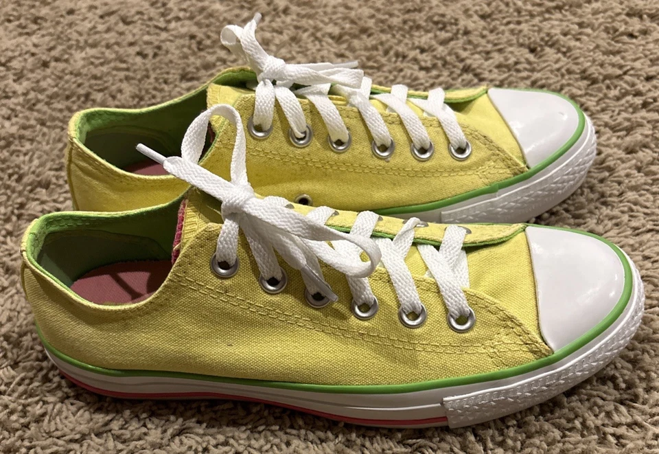 Converse Chuck Taylor 8 Women’s Low Top Lime/Pink With Double Tongue Yellow - Image 2 of 4