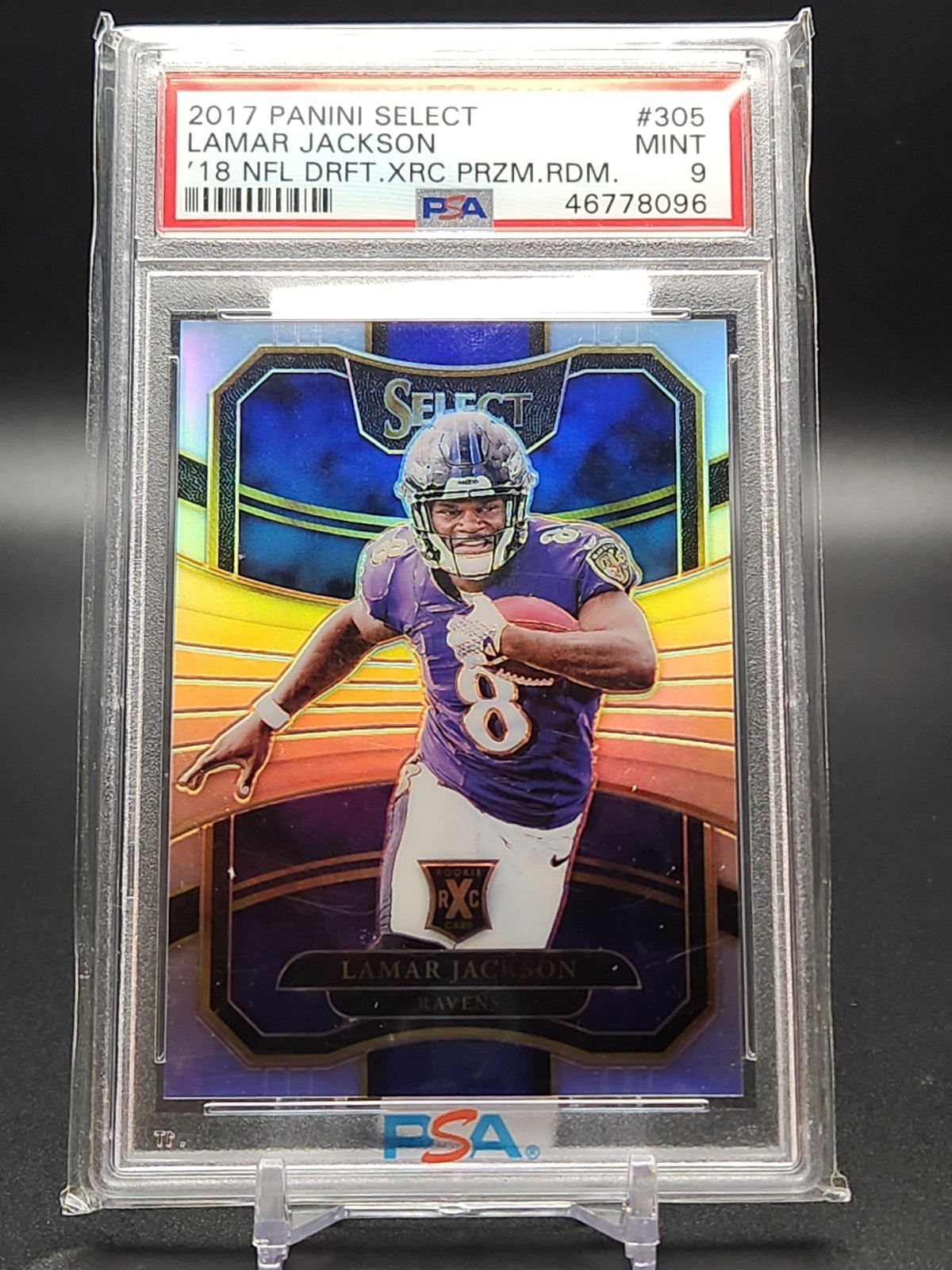 2017 Select 2018 NFL Draft XRC Rookie Lamar Jackson #305 PSA 9 Silver Prizm RARE