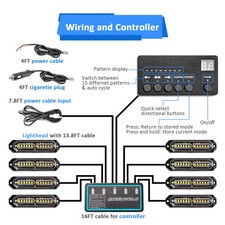 8x 12 Led Strobe Light Bar Car Truck Flashing Warning Hazard Beacon Amber White