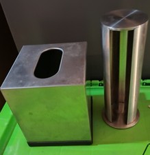 Stainless Steel Tissue box cover  Cotton pad holder w/lid Pre-Owned