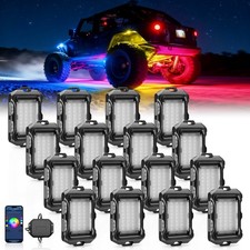 Q2 16 Pods RGB IC LED Rock Lights Underglow Neon Kit, Independent Group Control