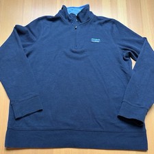 L.L Bean Mens Sz Medium Comfort Stretch Navy Blue 1/4 Zip Pullover Long-Sleeve