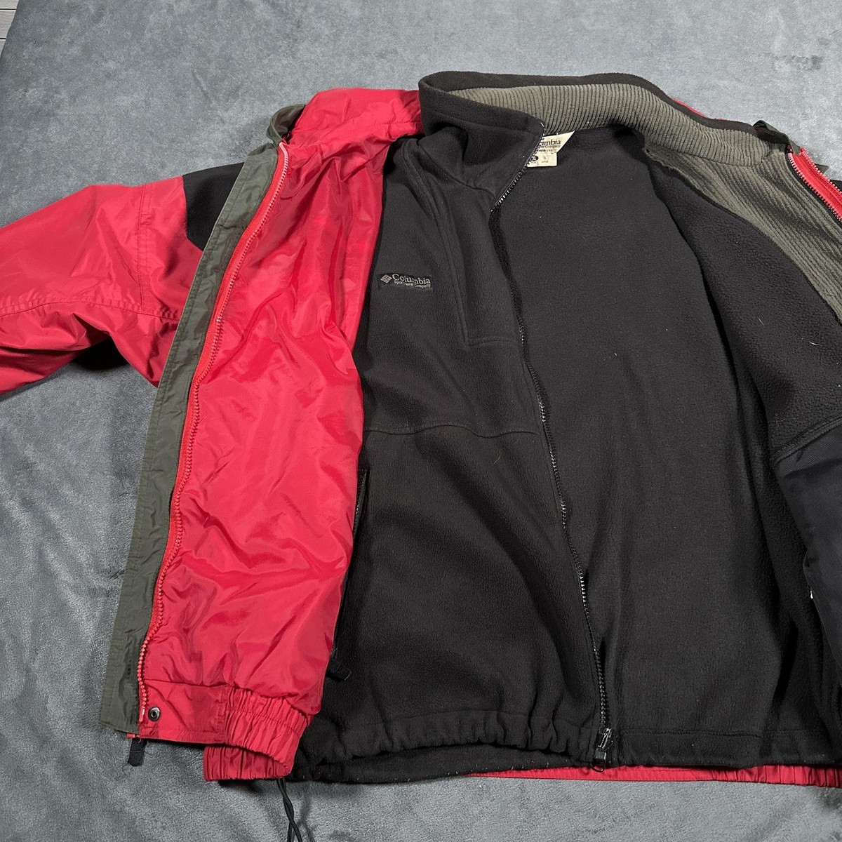Vintage Columbia Bugaboo Jacket Mens XL Red Black Fleece Lined Ski 
