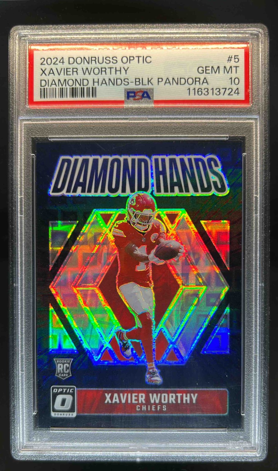 Xavier Worthy Panini Donruss Optic Diamond Hands #5 Black Pandora