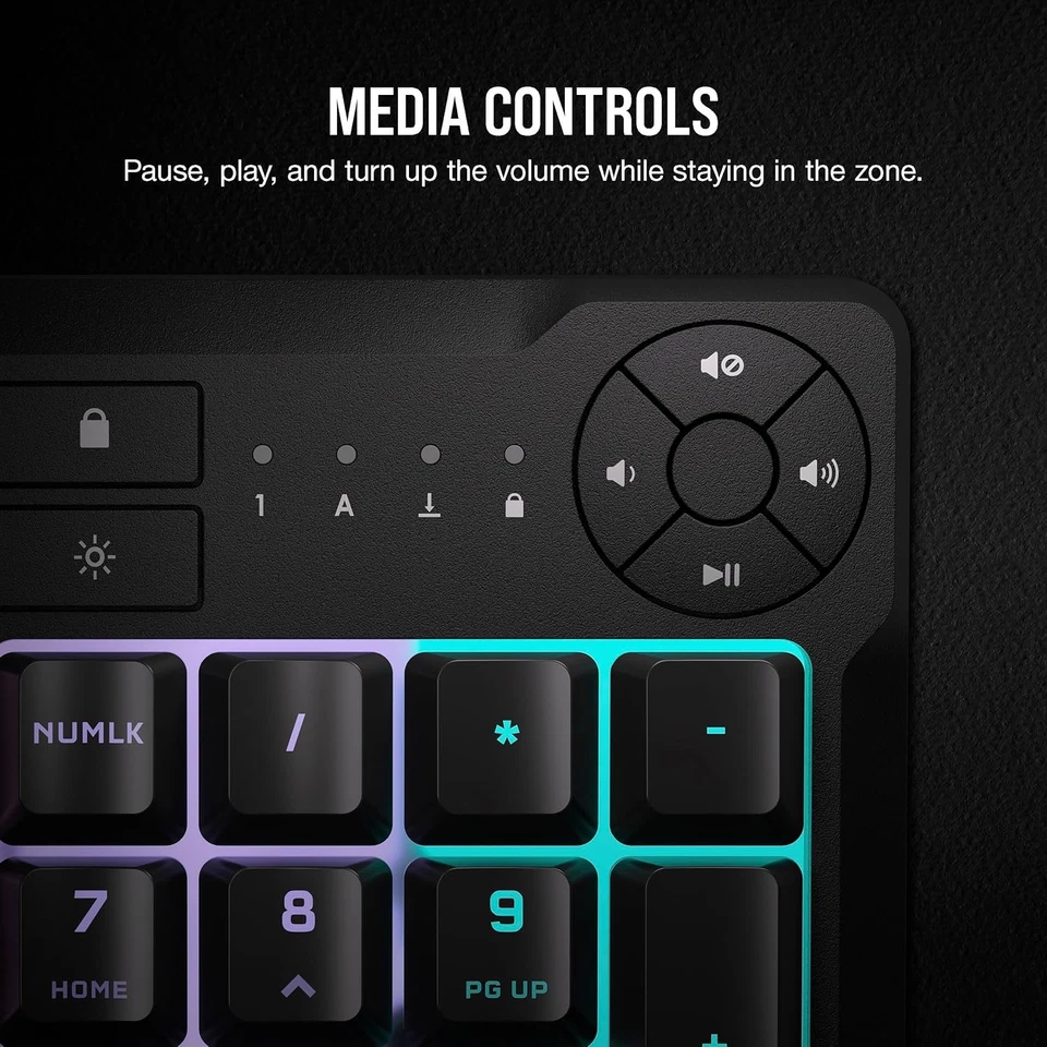 Corsair K55 CORE RGB Membrane Wired Gaming Keyboard – Quiet, Responsive Switc - Image 3 of 4
