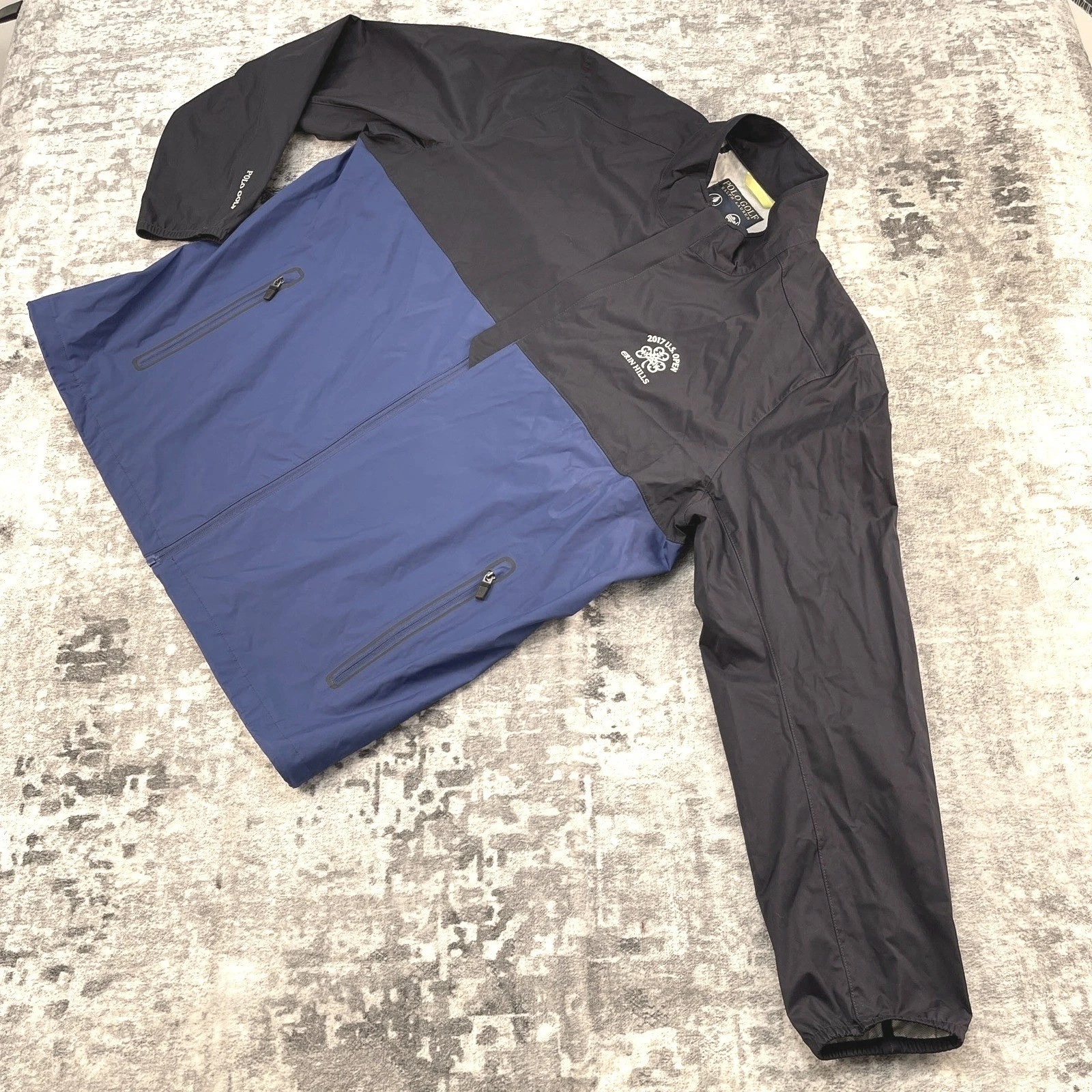 Polo Ralph Lauren Golf Mens XL Blue Packable Windbreaker Rain Jacket Golfcore