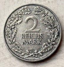 2 Reichsmark 1925 D Weimarer Republik Silbermünze