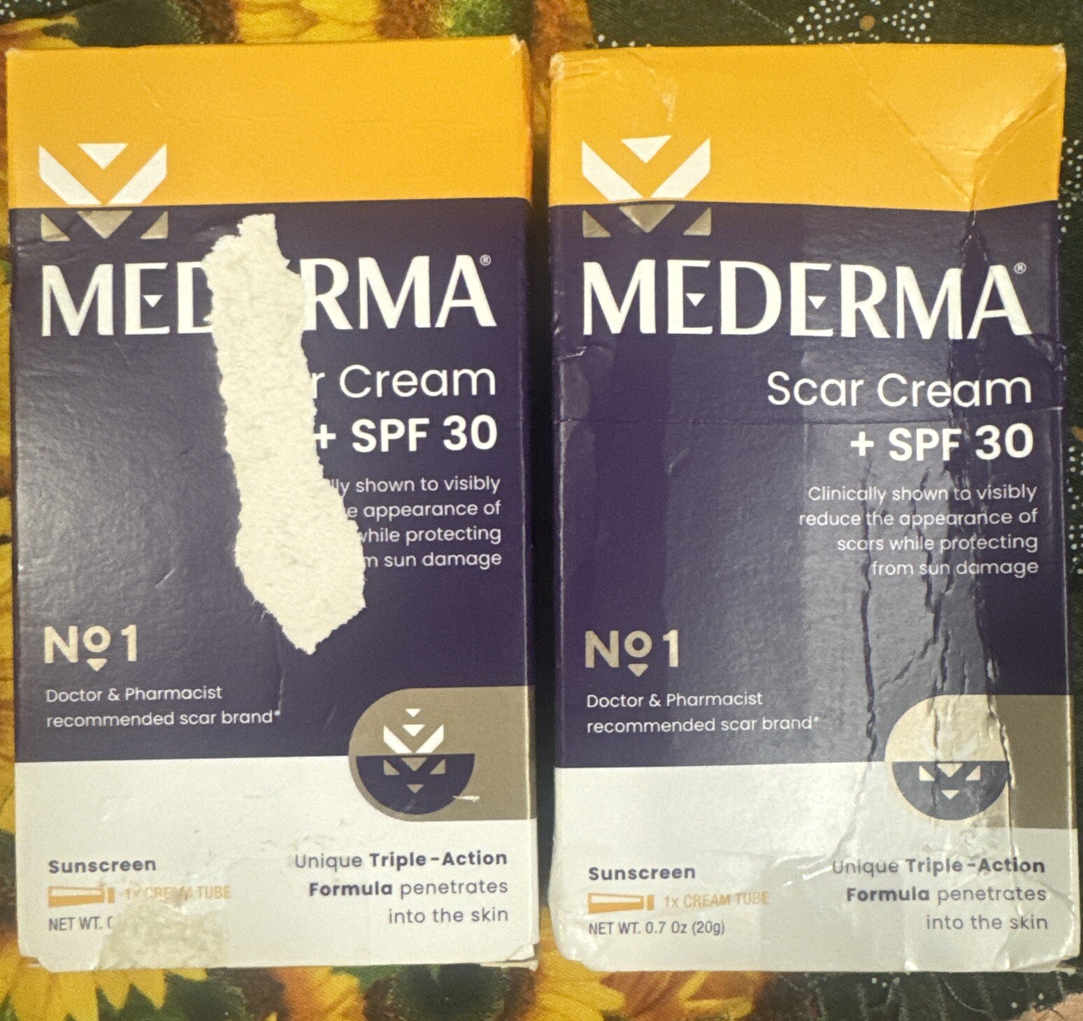 MEDERMA Crema Cicatrizante + Protector Solar FPS 30 (0,7oz./20g) Exp11/23 Lote de 2. Nuevo en caja