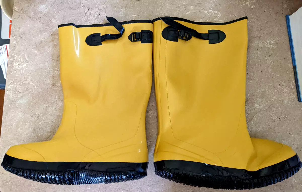 Yellow Rubber Over The Shoe Boots 17 Inch Size 12 FAST SHIPPING