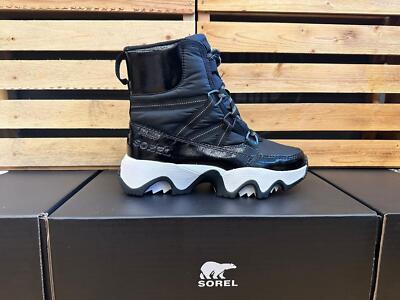 Sorel Women Kinetic Impact Sport Waterproof Black Sea Salt Winter