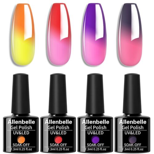 Allenbelle Thermo-UV-Nagellack-Set, 4 Farben, mit Geschenkbox, Gel-Nagellack - Bild 1 von 8