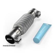 Edelstahl Flexrohr Auspuff 60 x 150 mm + Schellen und Paste . Set ohne Schweißen