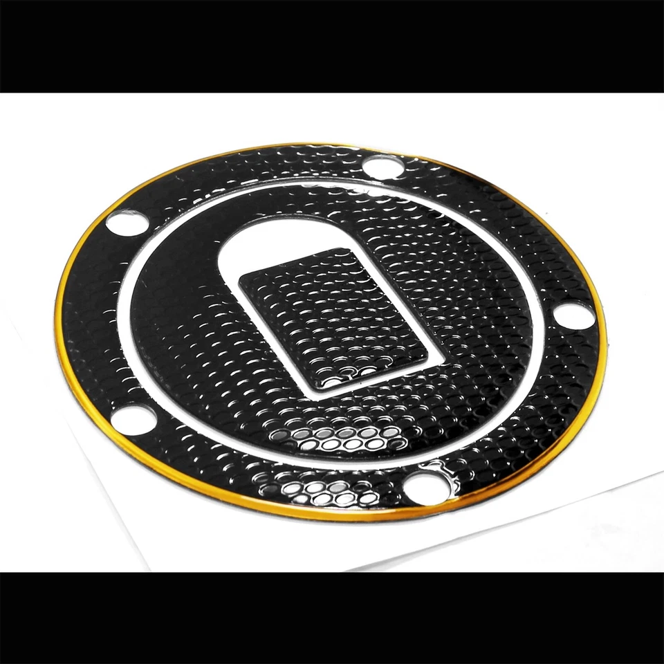 Gas Tank Fuel Cap Cover Decal Pad 04-05 Ninja ZX10R/ZX6R/ZX9R Chrome Gold+Black - Imagem 4 de 4
