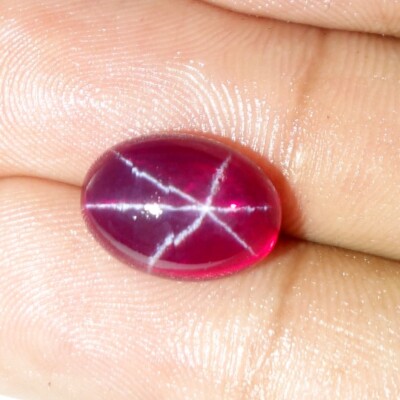 Regular Red Ruby Star 6 Rays Oval Cabochon 09.60 Cts. Loose Gemstone For Jewelry