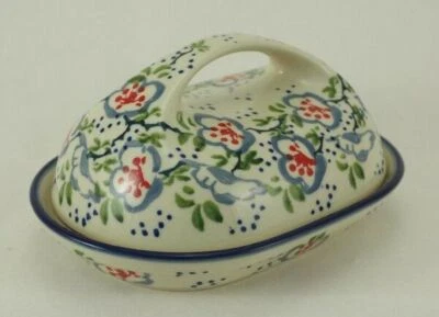 Bunzlauer Keramik Butterdose, für 250g Butter, Blumen, U N I K A T, (M077-P372) - Bild 1 von 4