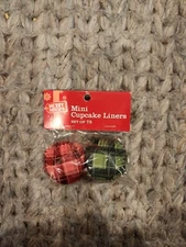 merry moments plaid red green Christmas  75 ct mini Baking Cups Cupcake Liners