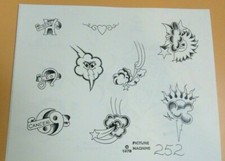 Vintage RARE 1978 Picture Machine Tattoo Flash Sheet 252 Clouds Pisces Leo Sun