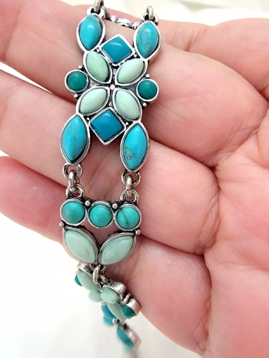 New VINTAGE Lucky Brand Turquoise Bracelet silver-plated 7.5 inches | eBay