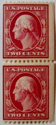 1909 UNITED STATES #349: F/VF MNH/MH 'George Washington' - Vertical coil pair - Picture 1 of 2