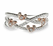 Cute Mouse White Round Cut CZ-Stone Cute Wedding Ring In 925 Sterling Silver