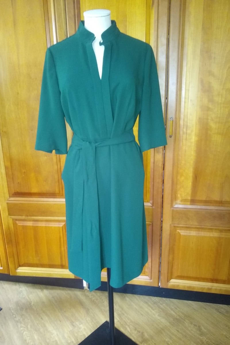 BNWOT size 10 Hobbs Lois dress in pine green, half sleeves, belt, knee  length | eBay UK