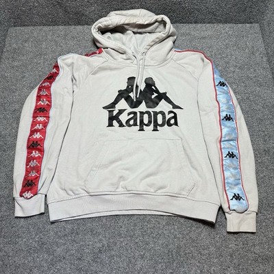 Kappa Men s Pullover Drawstring Hoodie Gray Hooded Sweater Sz (S) Red & Blue