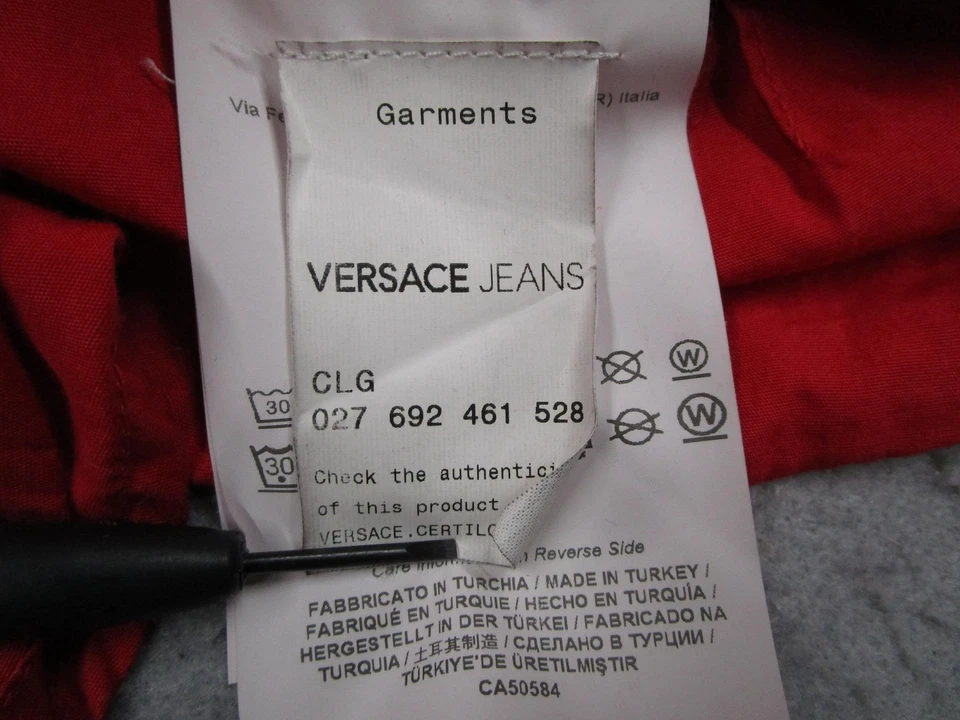 Versace Jeans Shirt Mens Small Red Long Sleeve Button Down Embroidered Logo - Image 3 of 4