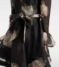 NEW ZIMMERMANN Balance Floral Linen And Silk Minidress Size AU1 S