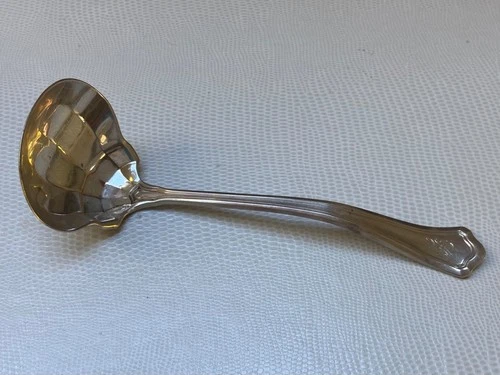 Antique Sterling Silver Sauce Ladle, "fluted", S-monogram, free shipping