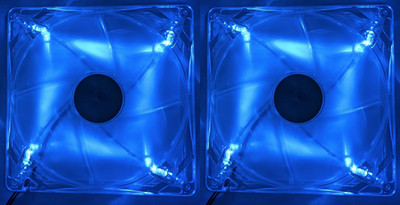2x Power Color 140mm x 20mm Thin Computer Case Blue LED Cooling 4-Pin Molex Fan