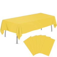 Yellow 6 Pack Plastic Table Cloth 54" x 108", Disposable Tablecloths Rectangl...
