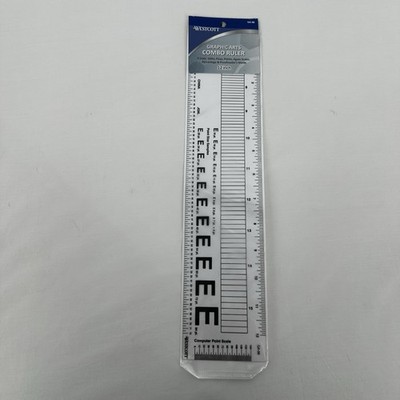 Westcott 14.7 X 3.1 Clear Ruler For Graphic Design Drafting And Drawing Tools