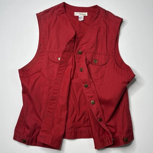 Vintage Norm Thompson Red Canvas Hunting Vest XL video thumbnail