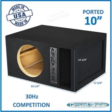 Ground Shaker Single 10" Competition Ported / Vented Sub Box Subwoofer Enclosure