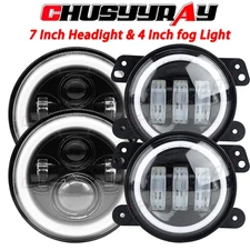 7 INCH LED Headlamp Headlights & 4'' Fog Lights for Freightliner 122SD 2013-2016